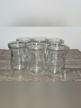 Set of 6 Mini Ball Jars Embossed with Sea Creatures 3 1/4" PLEASE READ.